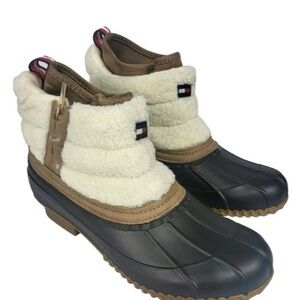Tommy Hilfiger Black, Cream and Tan Faux-Shearling Duck Boots